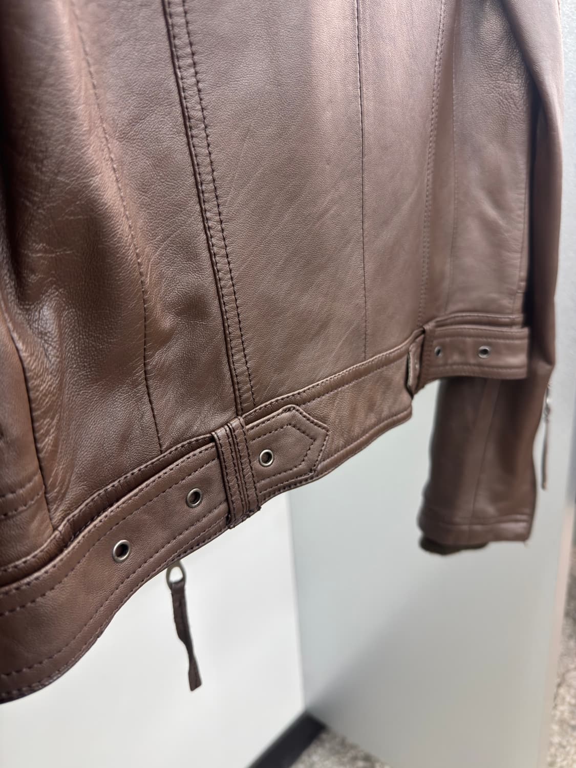 High-neck lamb leather jacket 상품이미지6