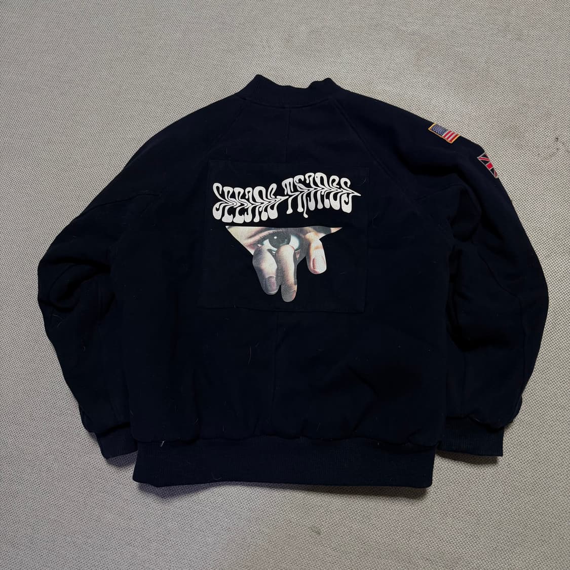 LBSM 국기 패치 블랙 바시티 자켓 상품이미지5