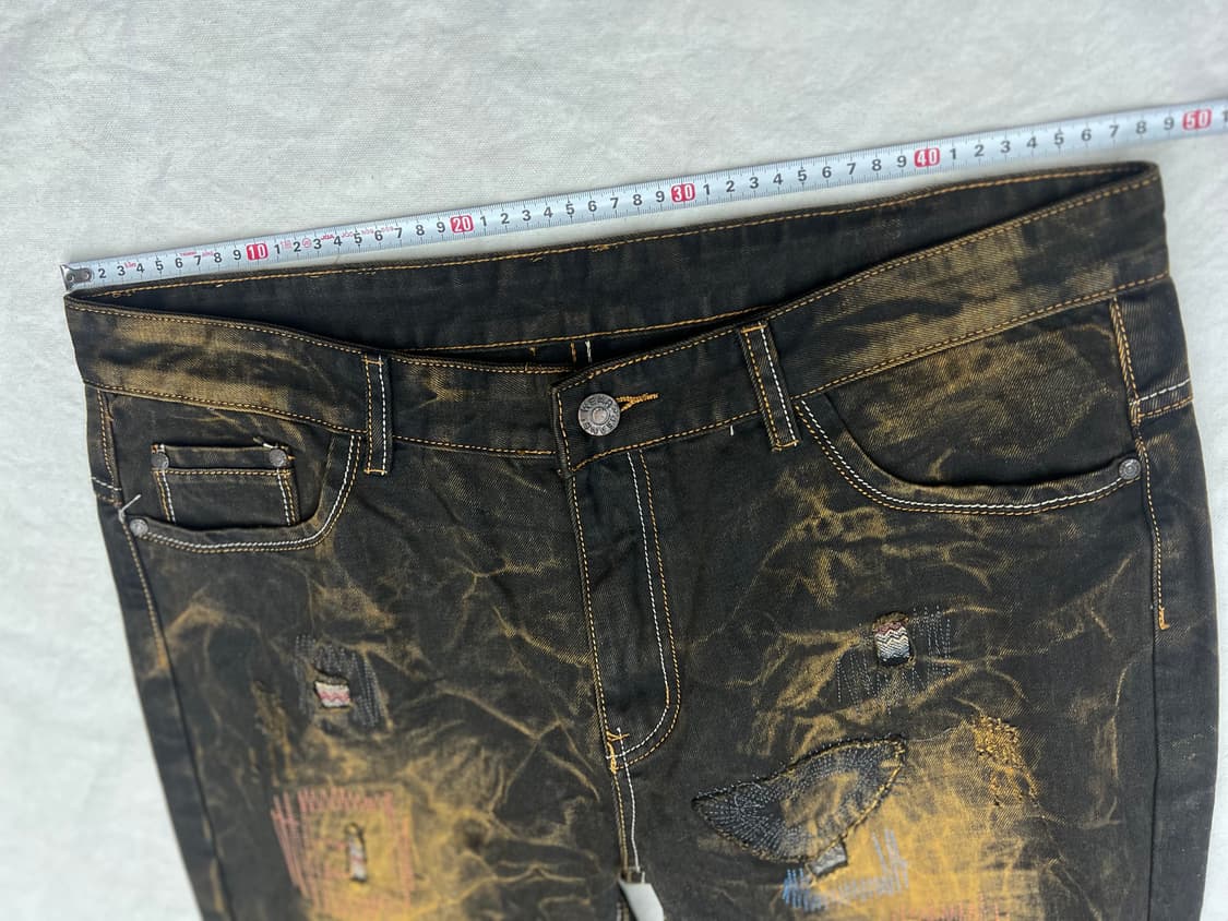 다크브라운 패치워크 데님진 상품이미지7