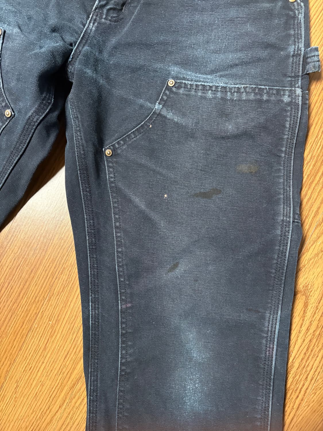 [B01] USA 빈티지 칼하트 더블니 블랙  덩가리핏 32x30 상품이미지5