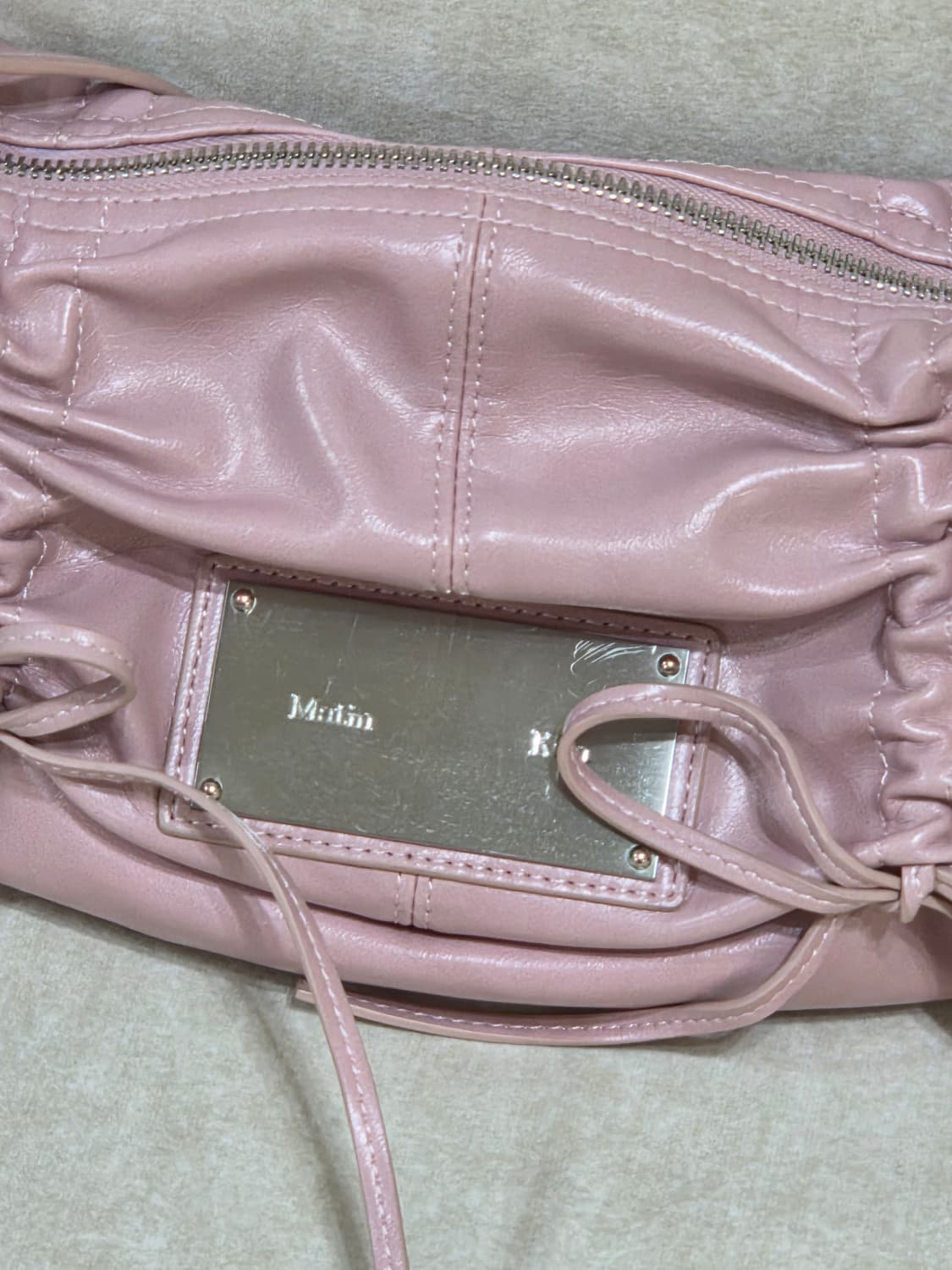 (무배)마뗑킴 하프 셔링 리본 라운드백 핑크 상품이미지3