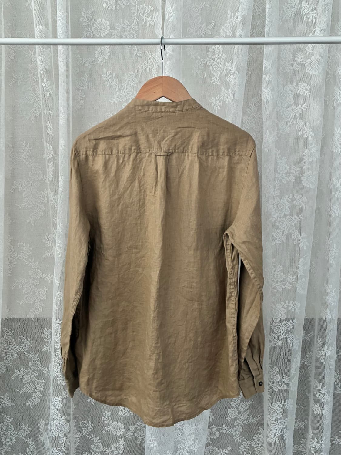 4) 타미힐피거 노카라 퓨어린넨 셔츠 브라운 상품이미지2