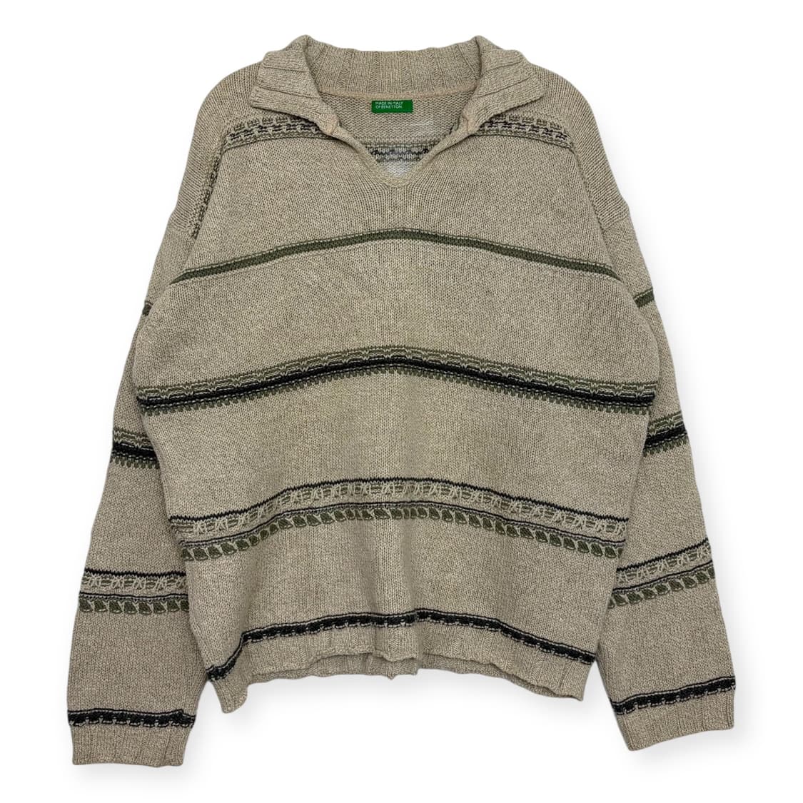 90s 유나이티드 컬러스오브 베네통 패턴 니트 티셔츠 상품이미지1