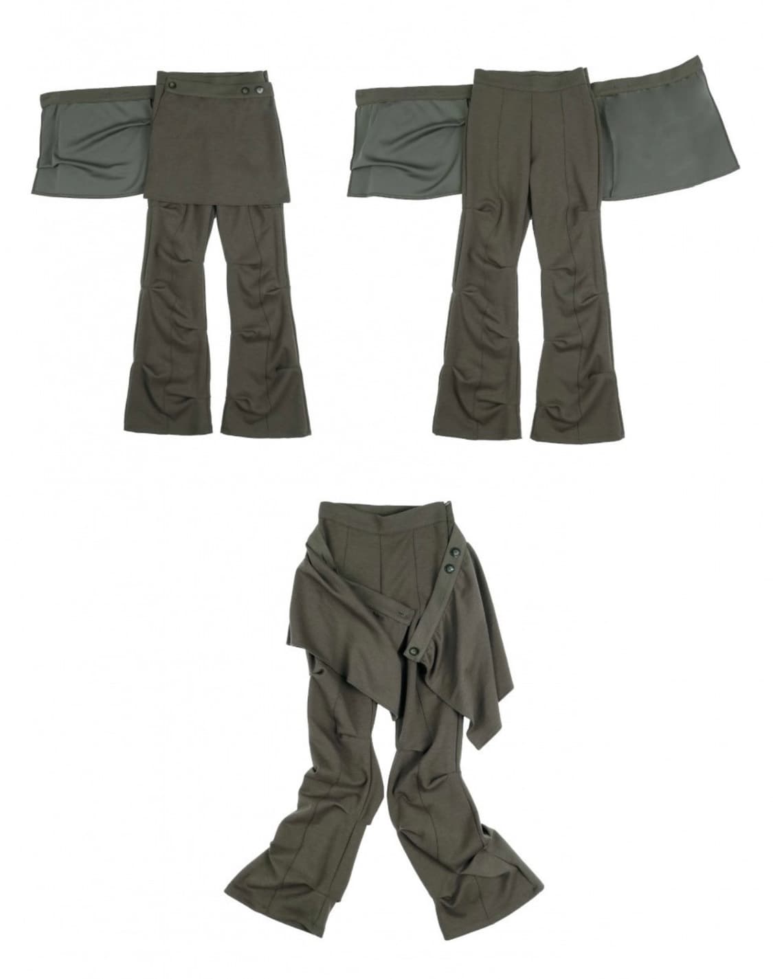 오호스 wrap over tuck pant khaki 상품이미지2