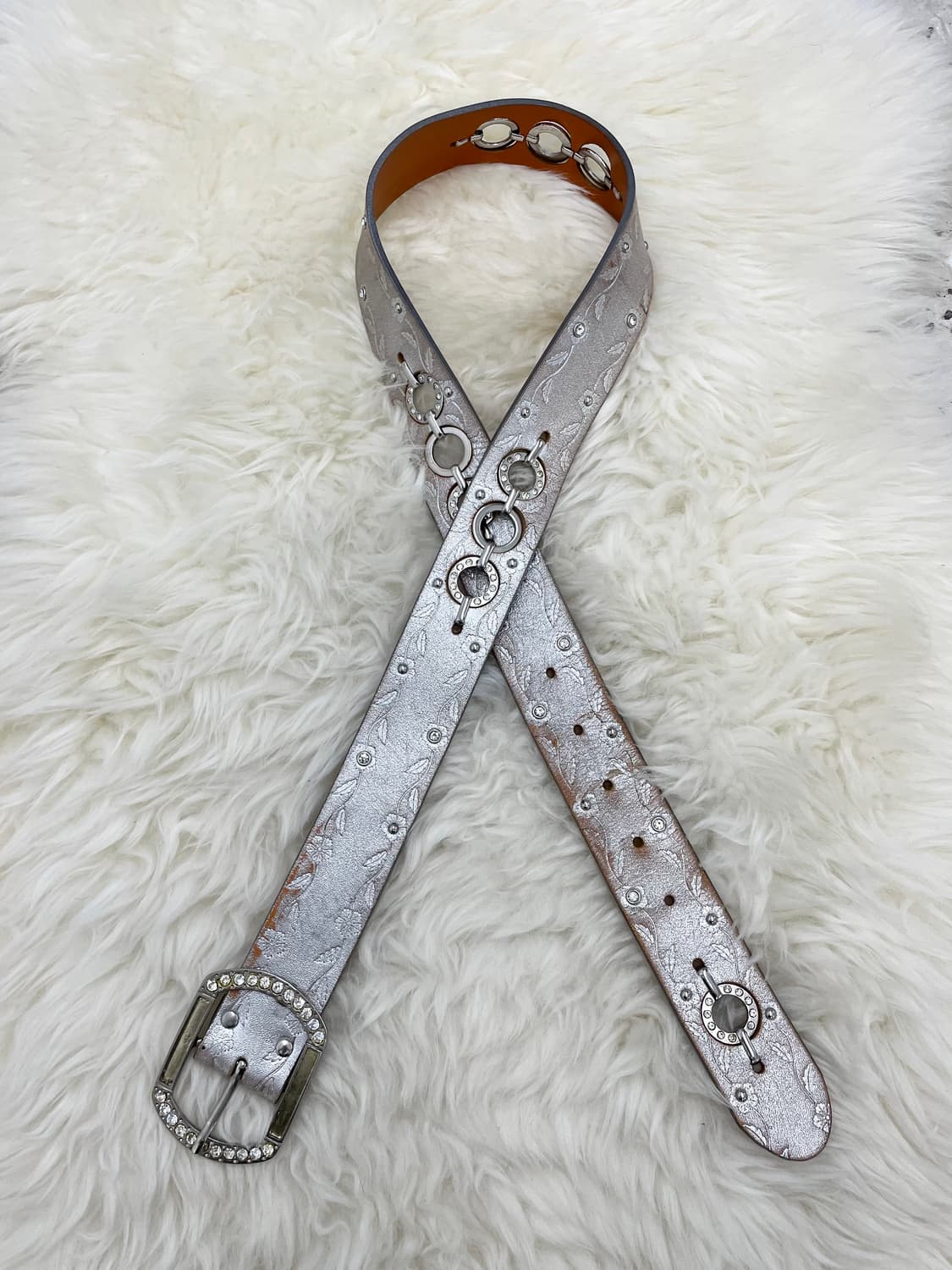 리얼레더 페어리 큐빅 펀칭 버클 벨트 상품이미지1