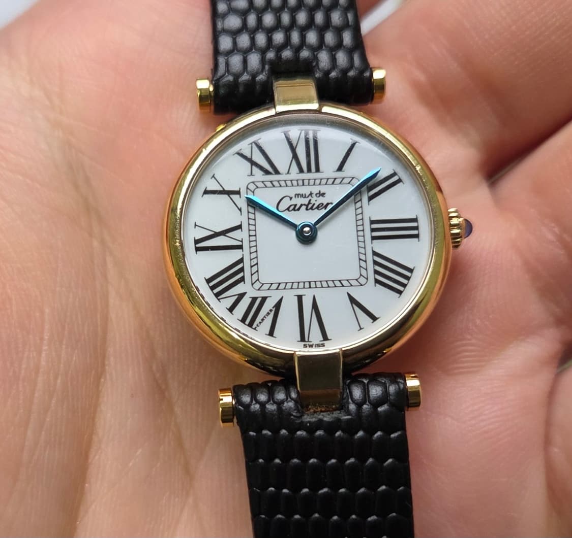 빈티지 까르띠에 머스트드 방돔 화이트로만 블루핸즈 쿼츠 여성용 (감정서  상품이미지7
