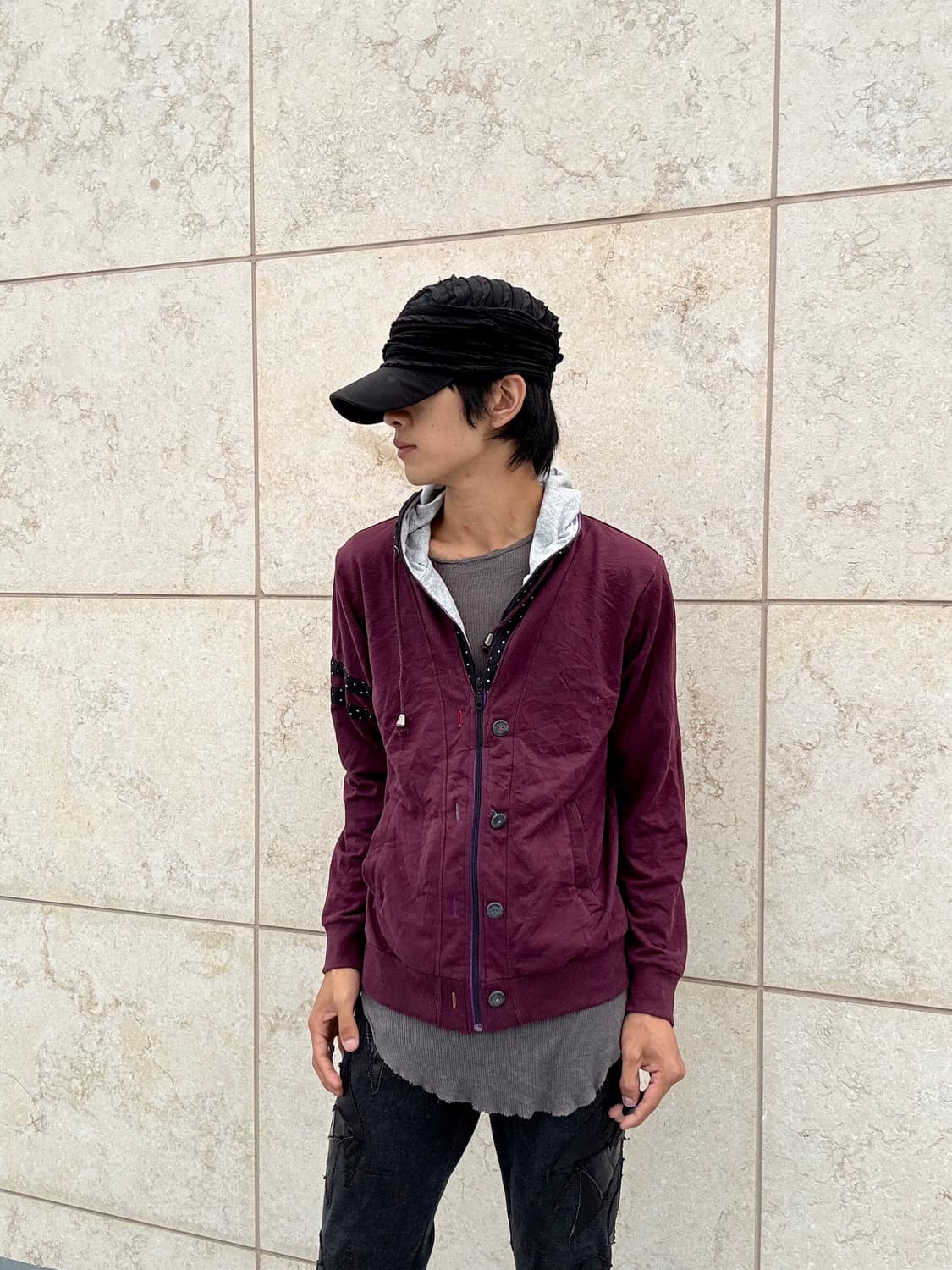 “Vintage” Y2K burgundy Dot Pattern Detai 상품이미지6