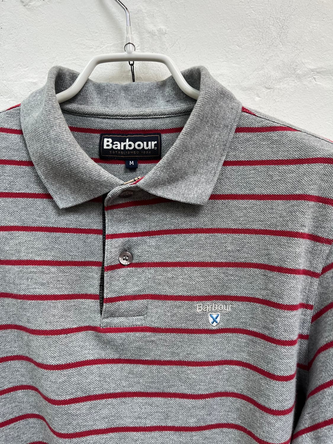 Barbour 스트라이프 카라 반팔티 M 상품이미지2