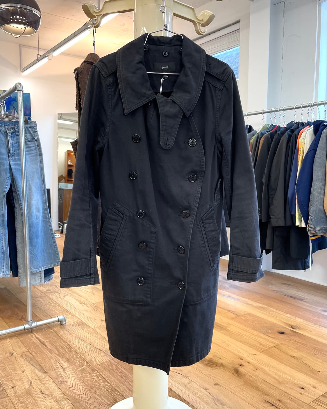 [1] green HYKE 워시드 코튼 트렌치 코트 상품이미지1