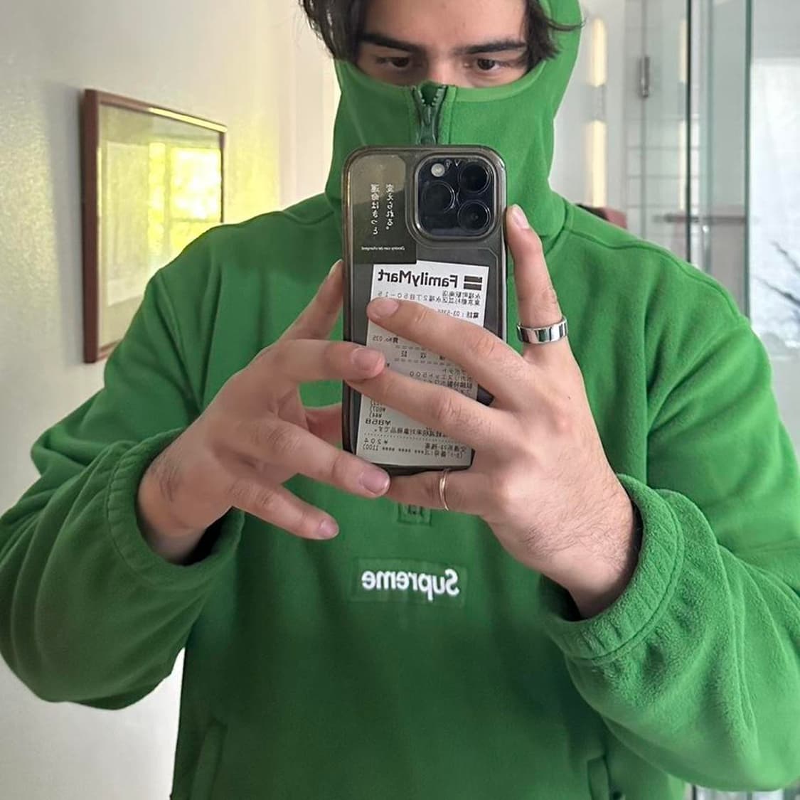 슈프림 폴라텍 페이스마스크 하프 집 후드 스웨트셔츠 그린 상품이미지2