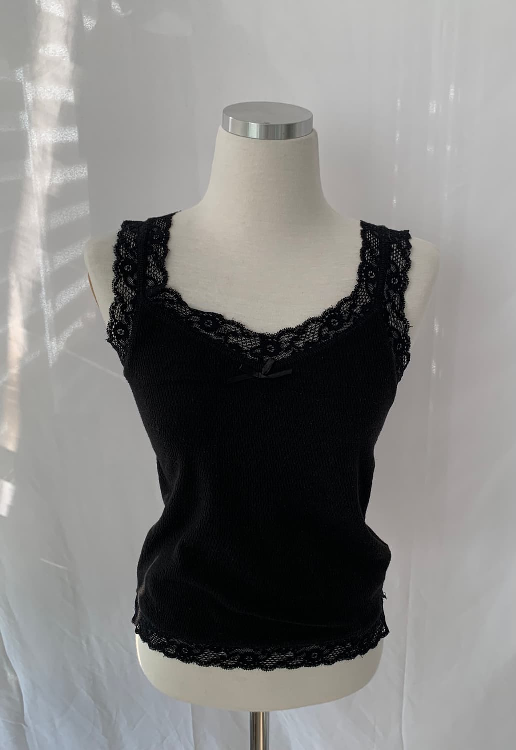 블랙 레이스 슬리브리스 나시 상품이미지1