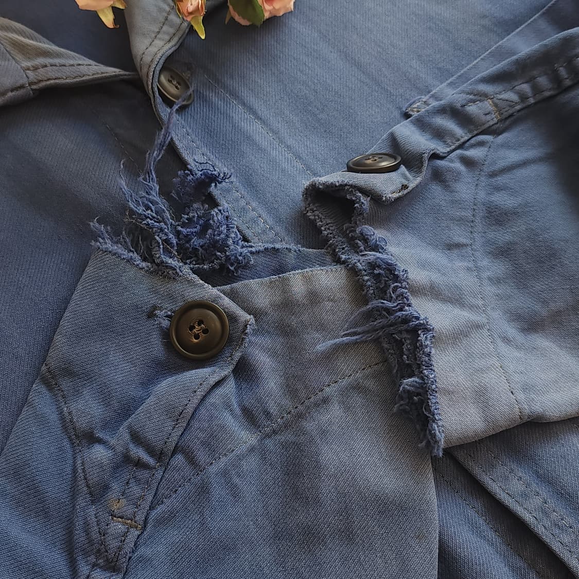 60s 프렌치 워크자켓 프렌치자켓 블루 페이딩 48 상품이미지10