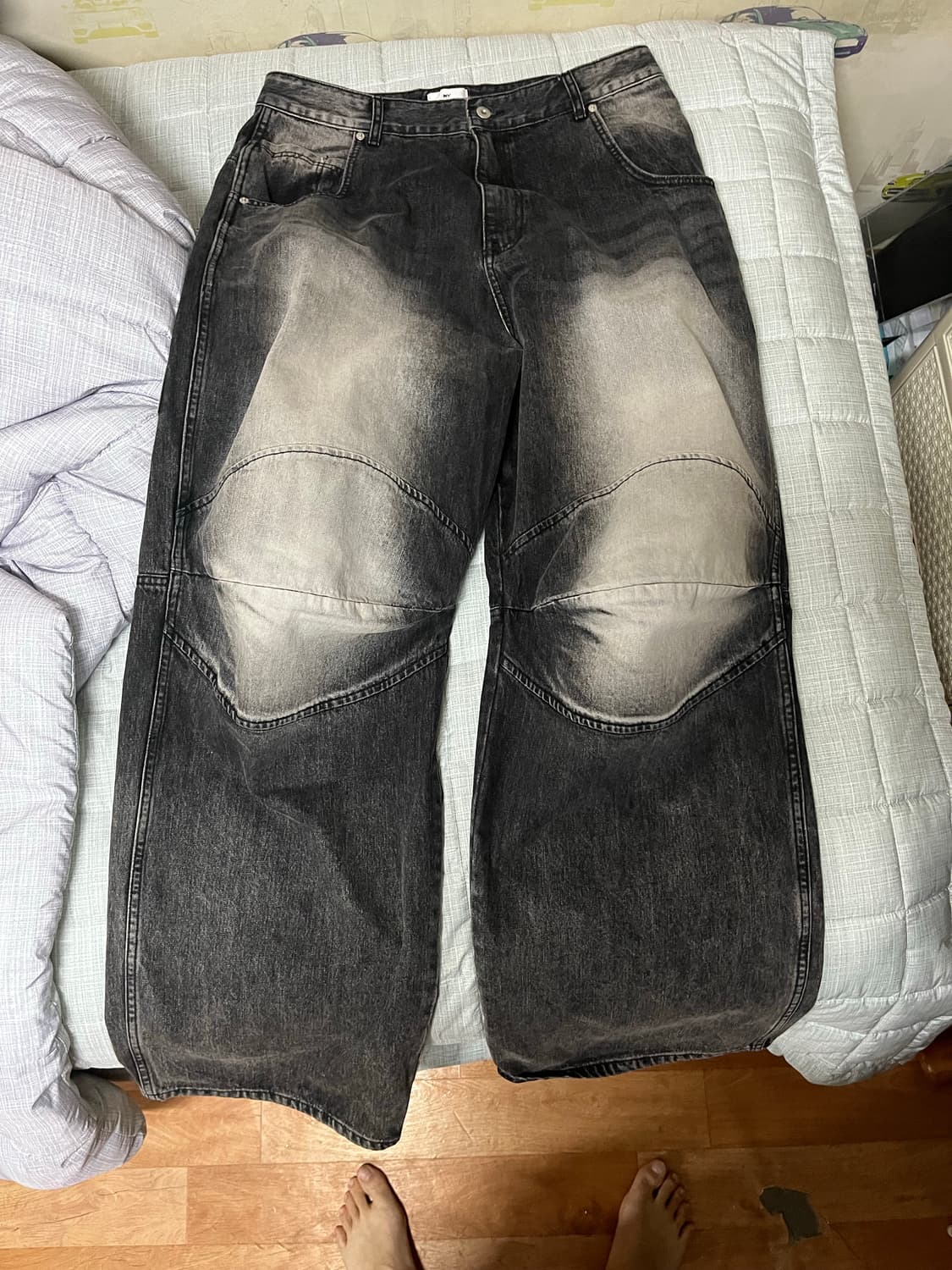 Mjd 3D니 데님 팬츠 블랙 L 상품이미지1