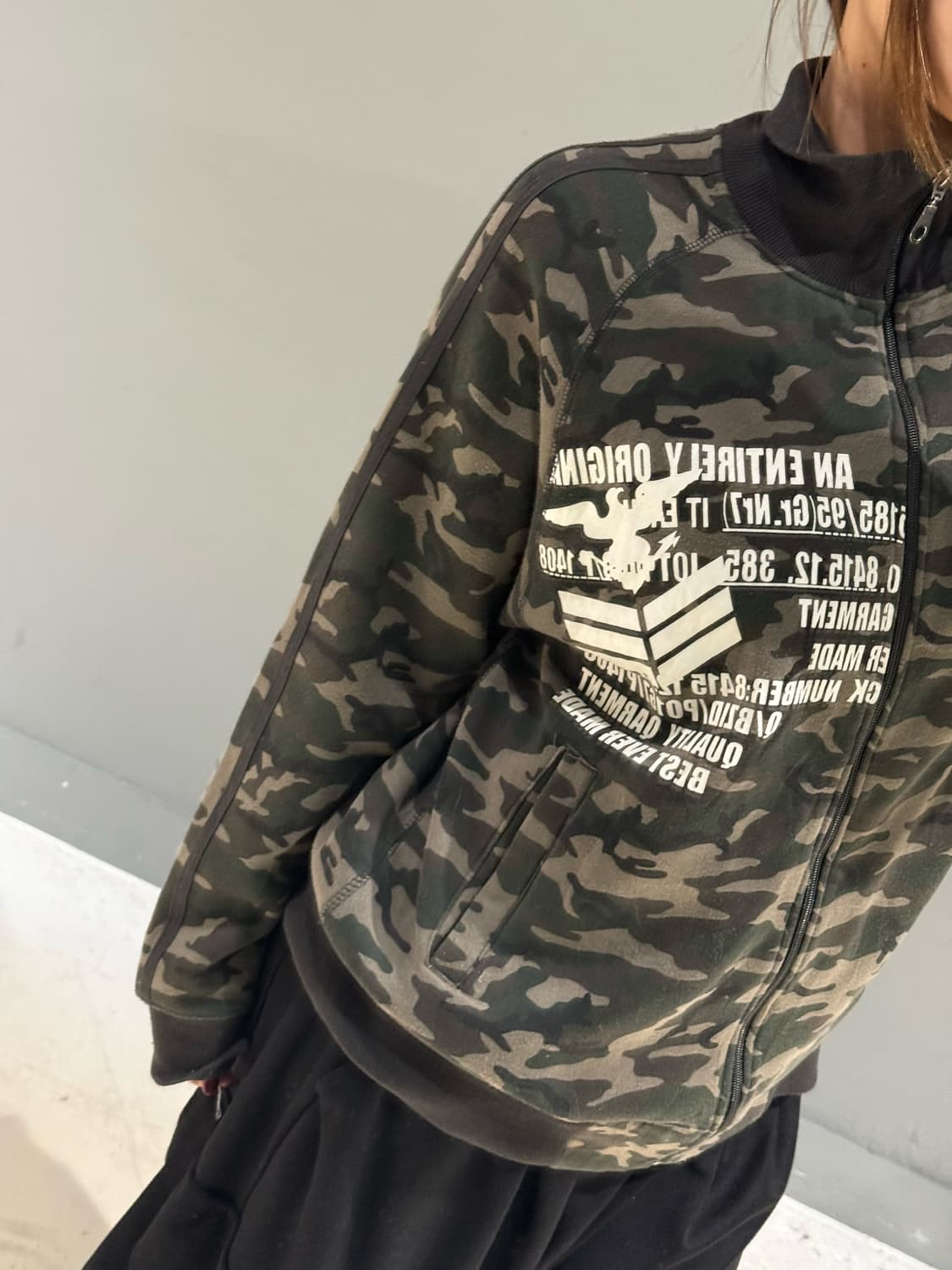 camo pattern side line printing zip-up 상품이미지3