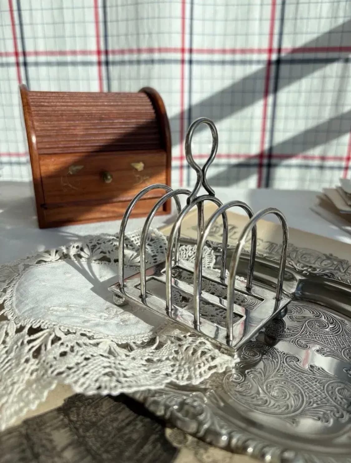 영국 앤틱 실버플레이트 풋티드 토스트랙 상품이미지2