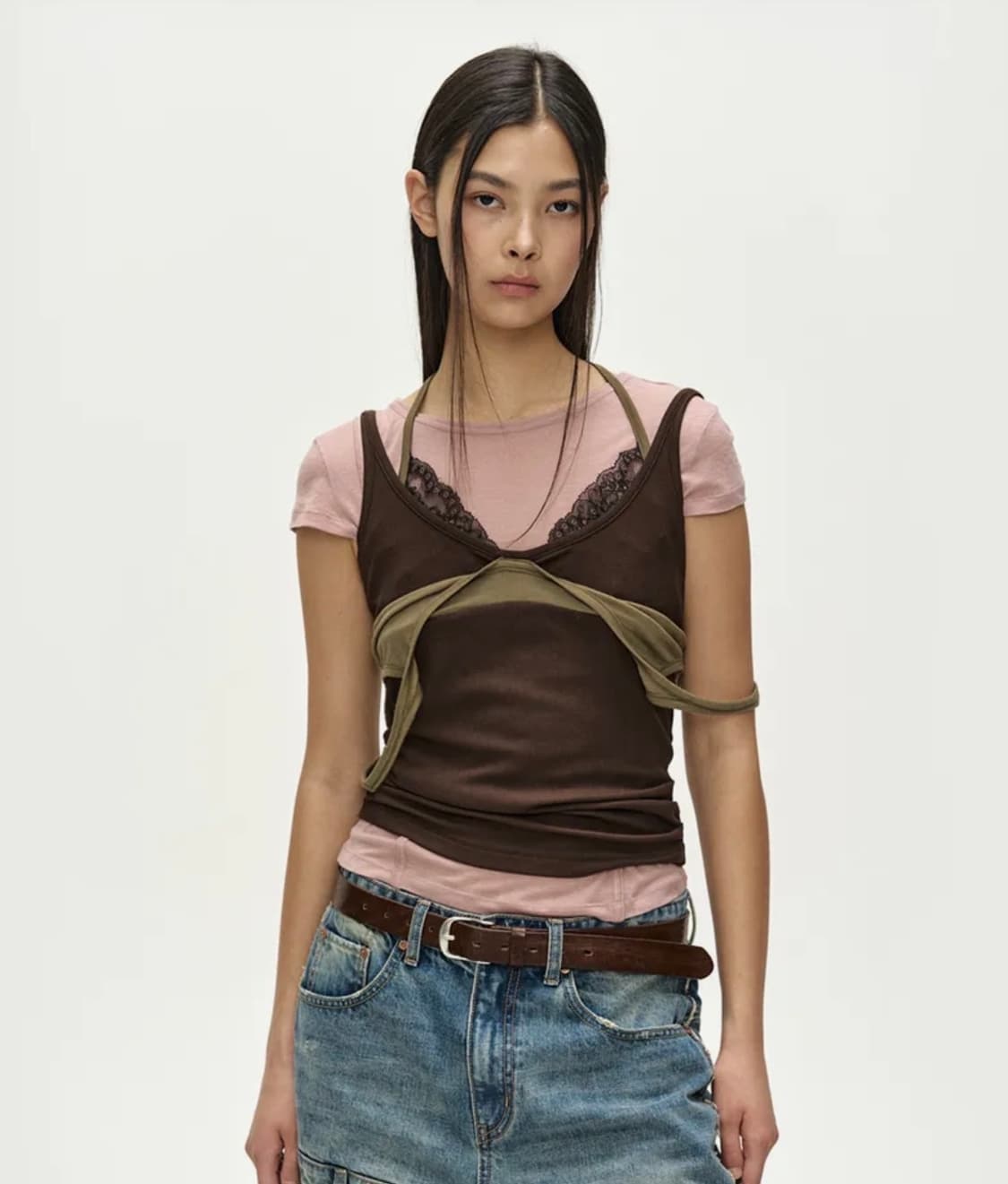 앤더슨벨 UPSIDE-DOWN LAYERED T-SHIRT 상품이미지1