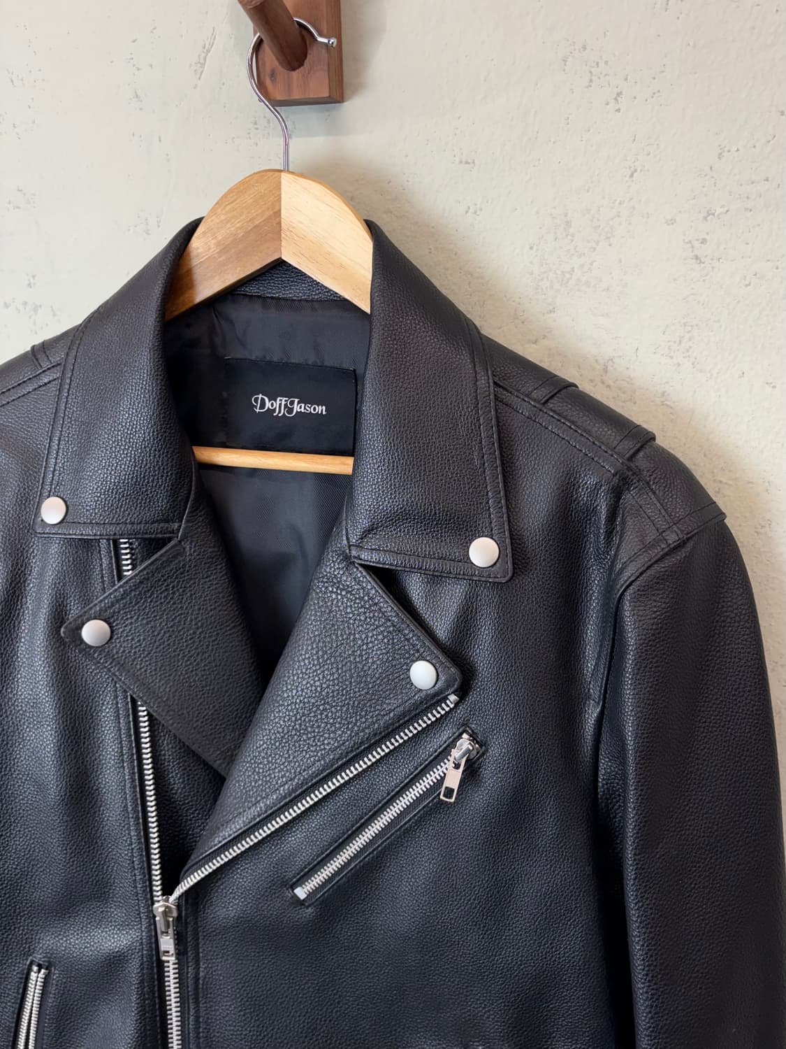 도프제이슨 카우하이드 레더 라이더 자켓 블랙 상품이미지4