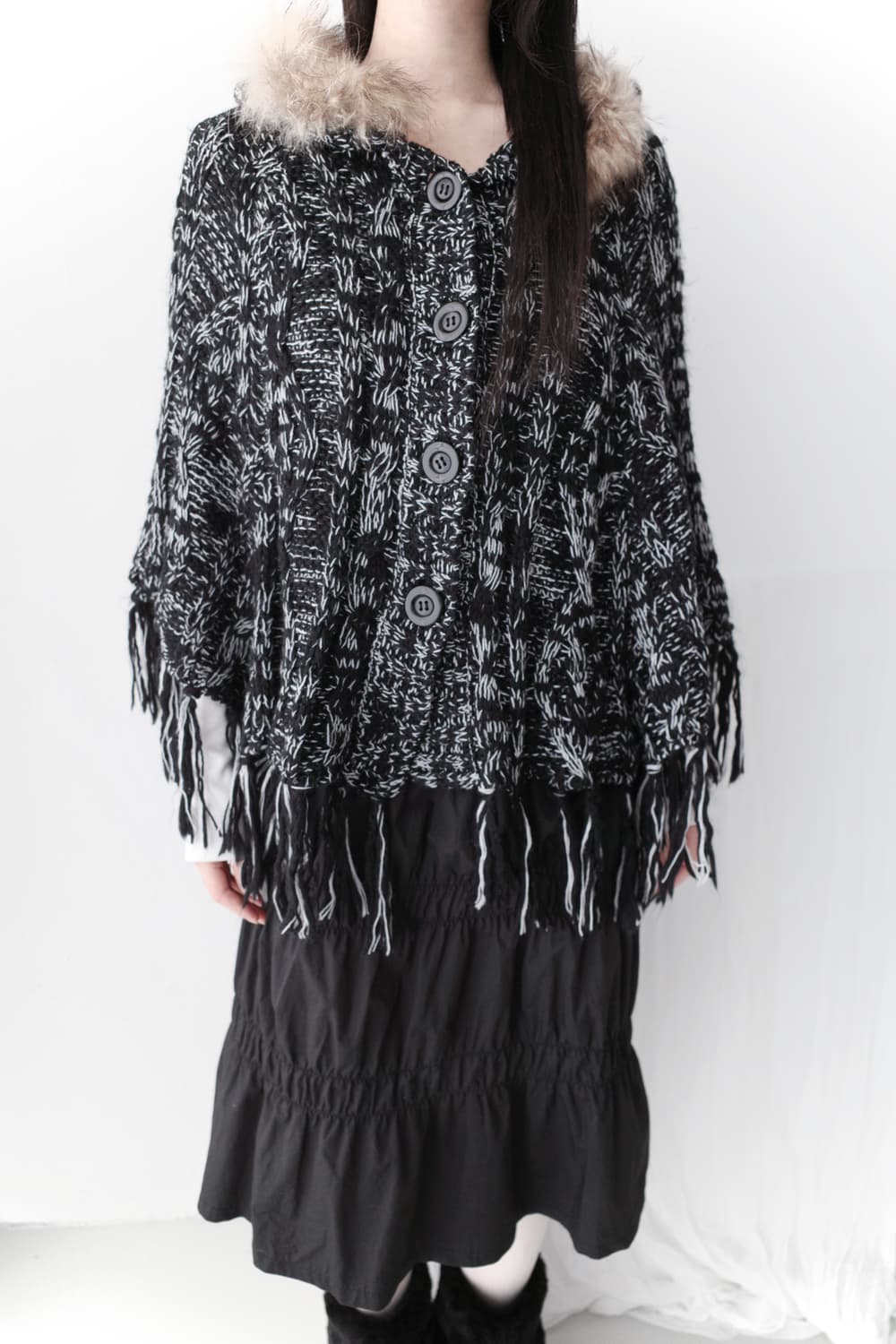 cecil mcbee) bokashi fringe cape 상품이미지6