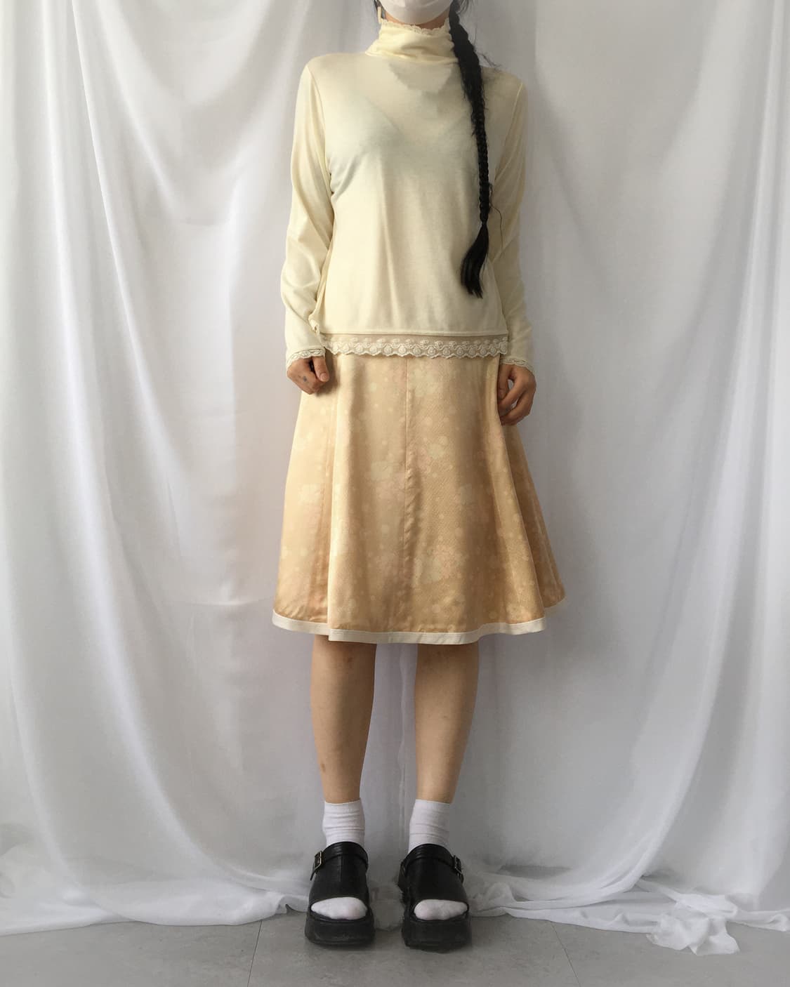 Lace trimming high neck sleeve 상품이미지5