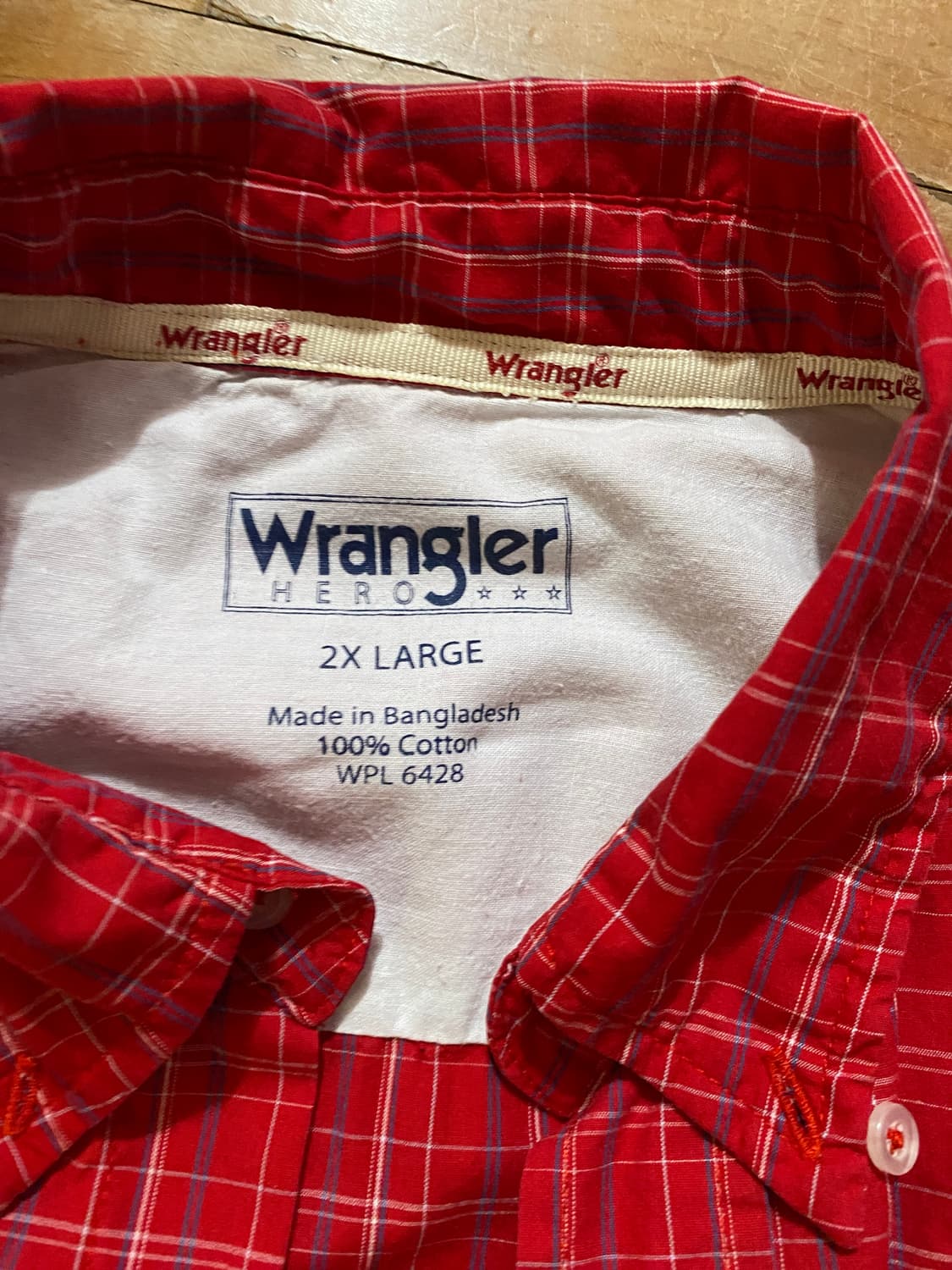 Wrangler 체크 반팔 셔츠 2XL (110-120) 상품이미지2