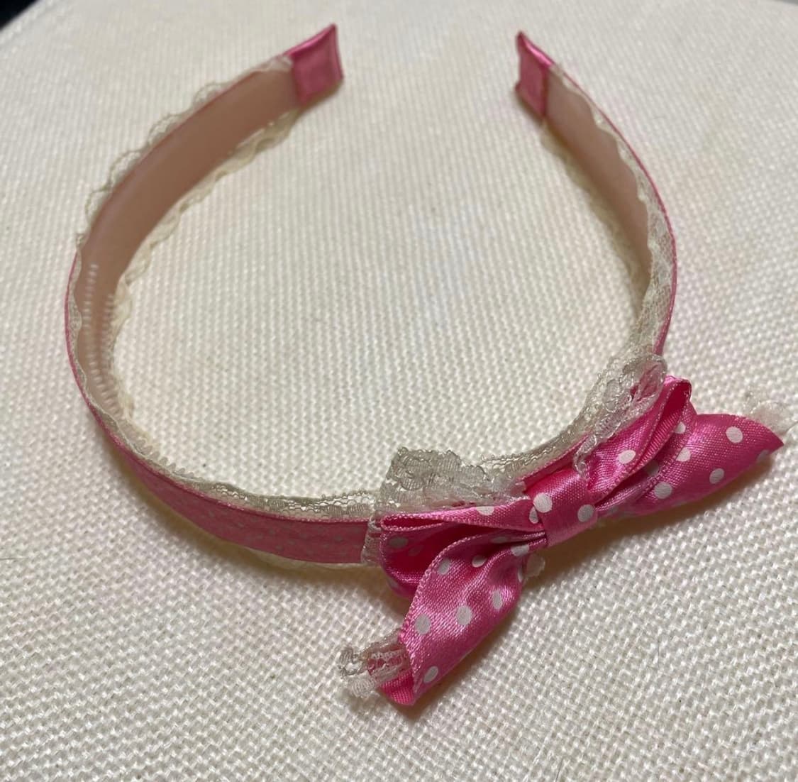 핑크 도트 리본 머리띠 빈티지  상품이미지1
