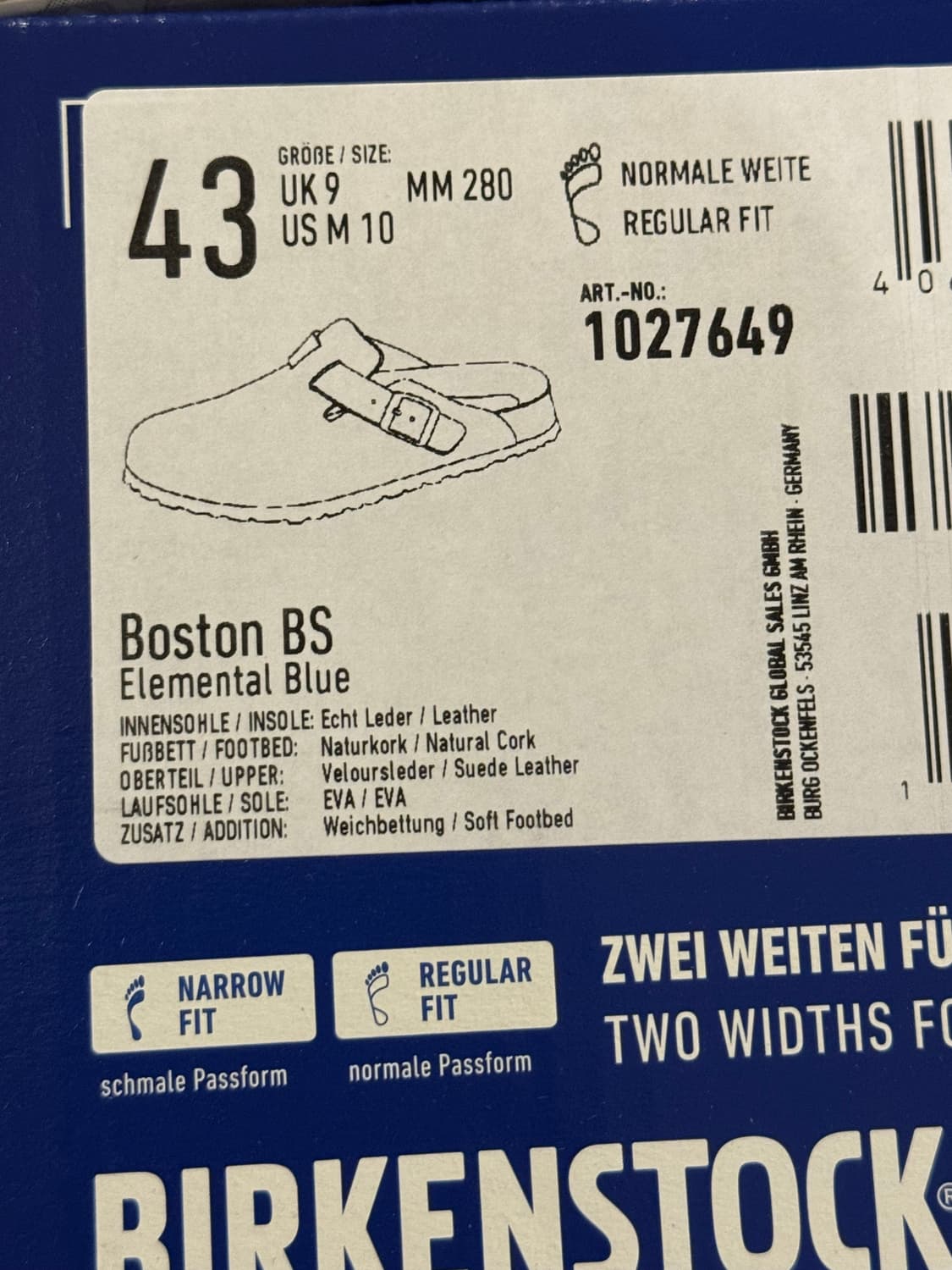 버켄스탁 보스턴 엘리멘탈 블루 43(280) 상품이미지2