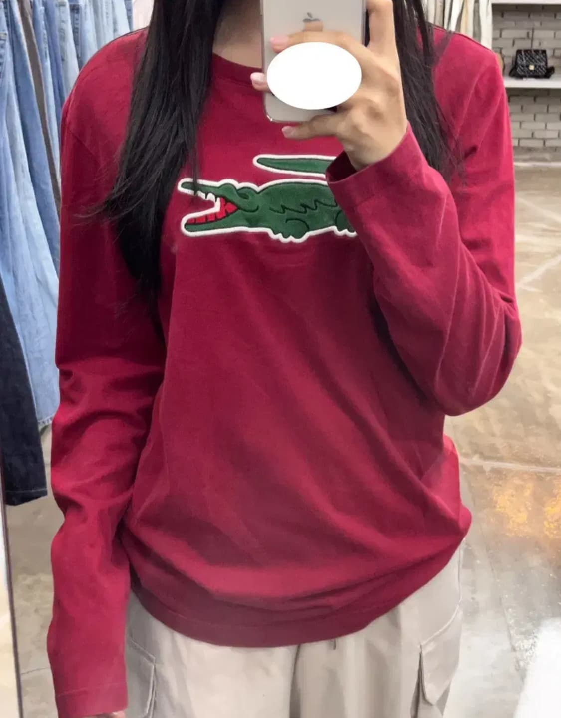 빈티지 라코스테 버건디 슬리브 긴팔티  상품이미지2