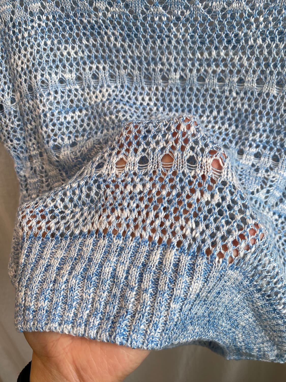 블루 린넨면혼방 니트탑(M) 상품이미지4