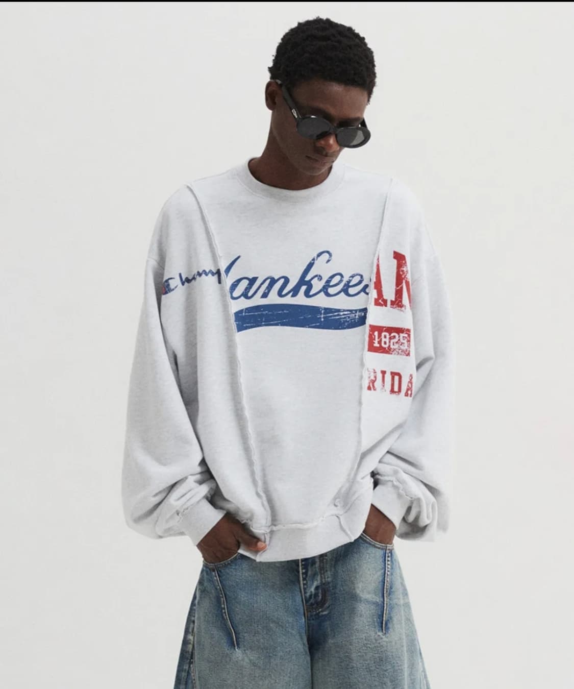 [M]DNSR 디앤써 리워크 스웻 맨투맨 그레이 상품이미지1