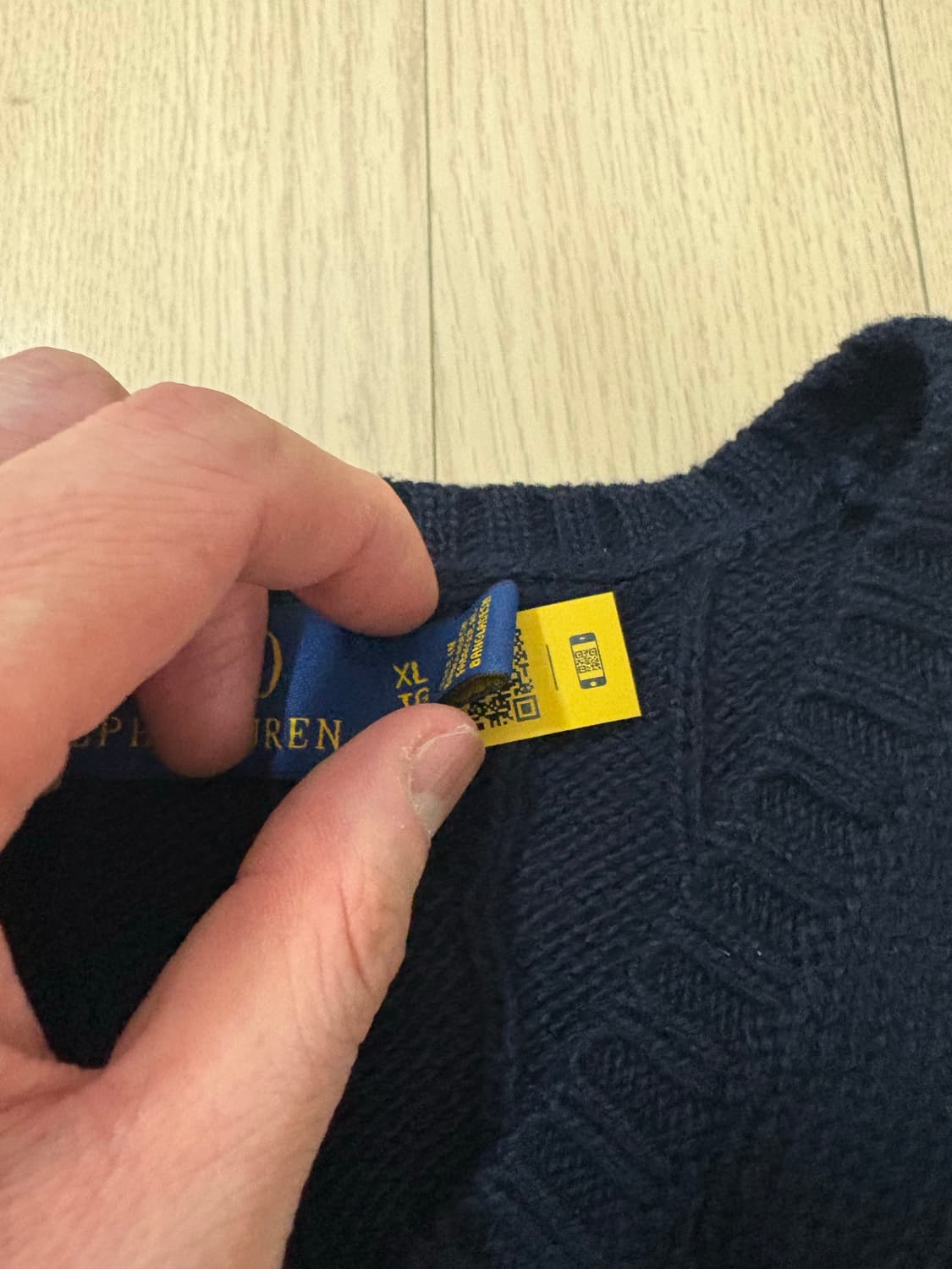 (새상품) 폴로 케이블니트 조끼 네이비 (105) 상품이미지3