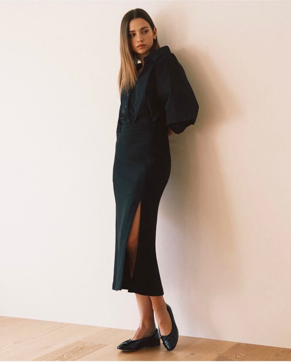 유얼네임히얼 유미네 오프숄더 블랙 매력이 셔츠 블라우스 M 상품이미지3