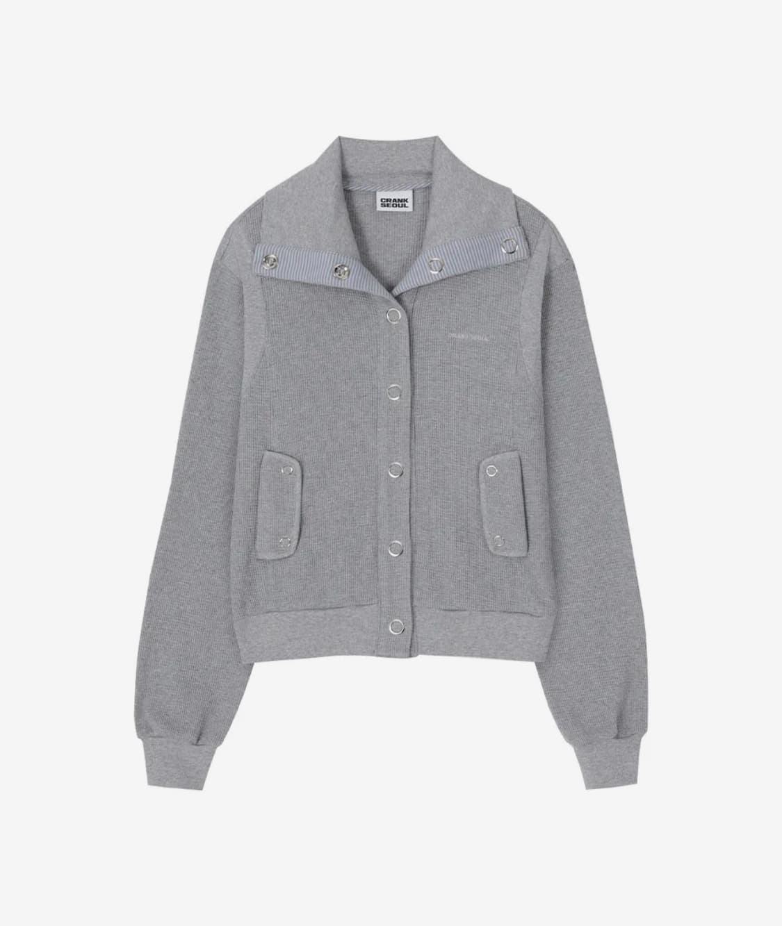 크랭크 와플 저지 아일렛 자켓_멜란지 그레이  상품이미지2