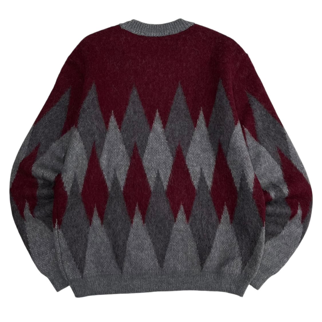 howell 버건디 배색 그레이 앙고라 아가일 니트 상품이미지3