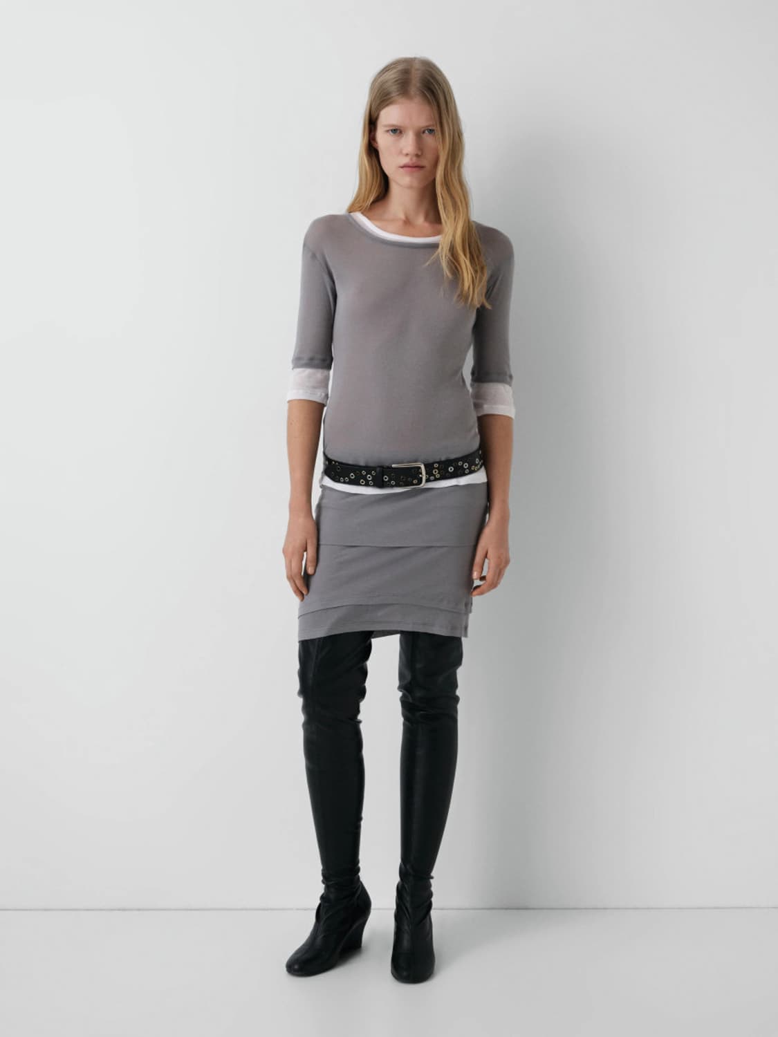 [XS,S]기마구아스 Gemma 레이어드 스커트/그레이 상품이미지1