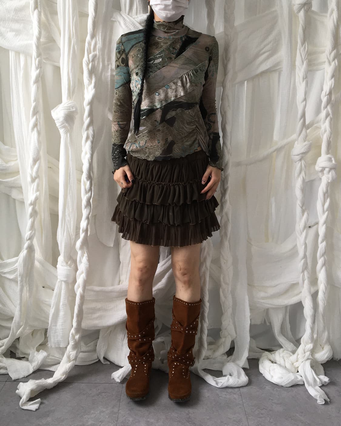 Oriental mood velvet layer high neck sle 상품이미지7