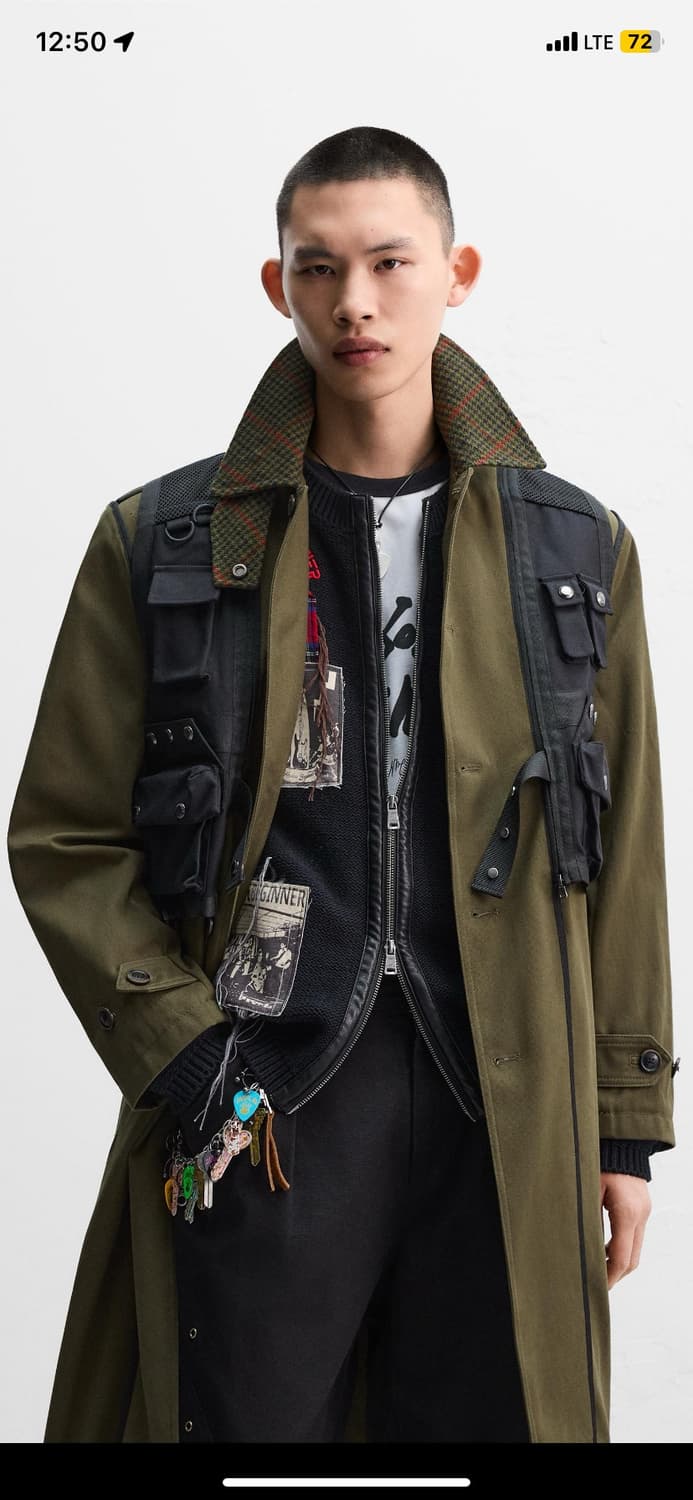 ZARA 자라 앤더슨벨 콜라보 오버핏 카키 트렌치코트 헤링본 카키 M 상품이미지2