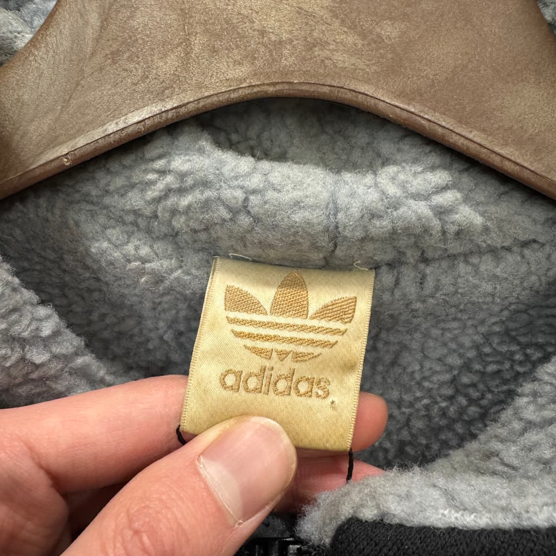 90s 아디다스 올드스쿨 양털 후드 집업 전면 로고플레이 포인트 블랙 상품이미지6