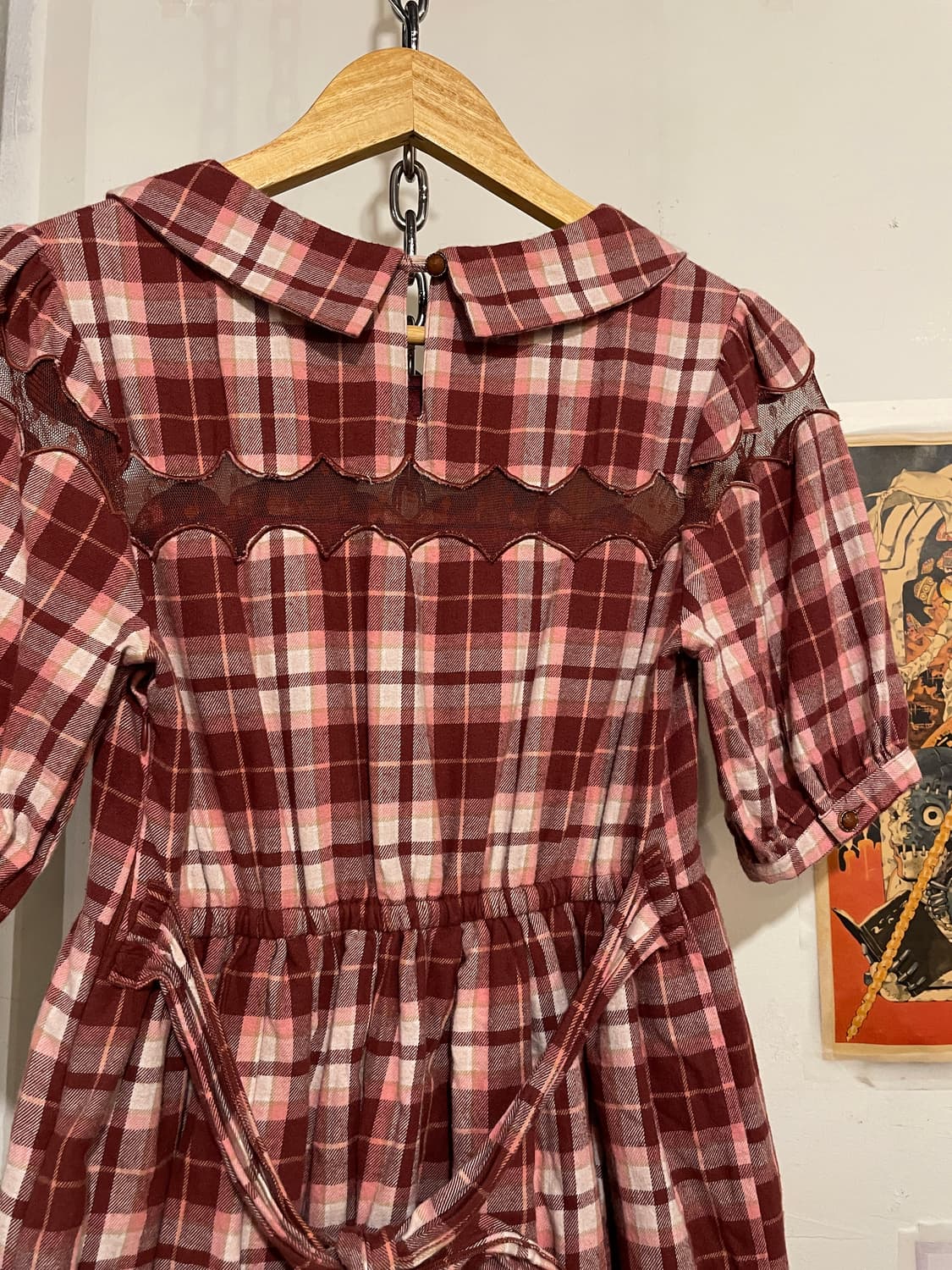 liz lisa 리즈리사 시스루 레드 체크 스트랩 미니 원피스 상품이미지7