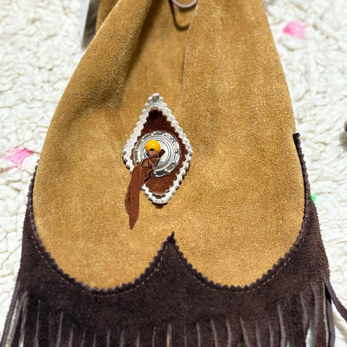 빈티지 웨스턴 보헤미안 스타일 스웨이드 프린지 드로우스트링백 크로스백 상품이미지4