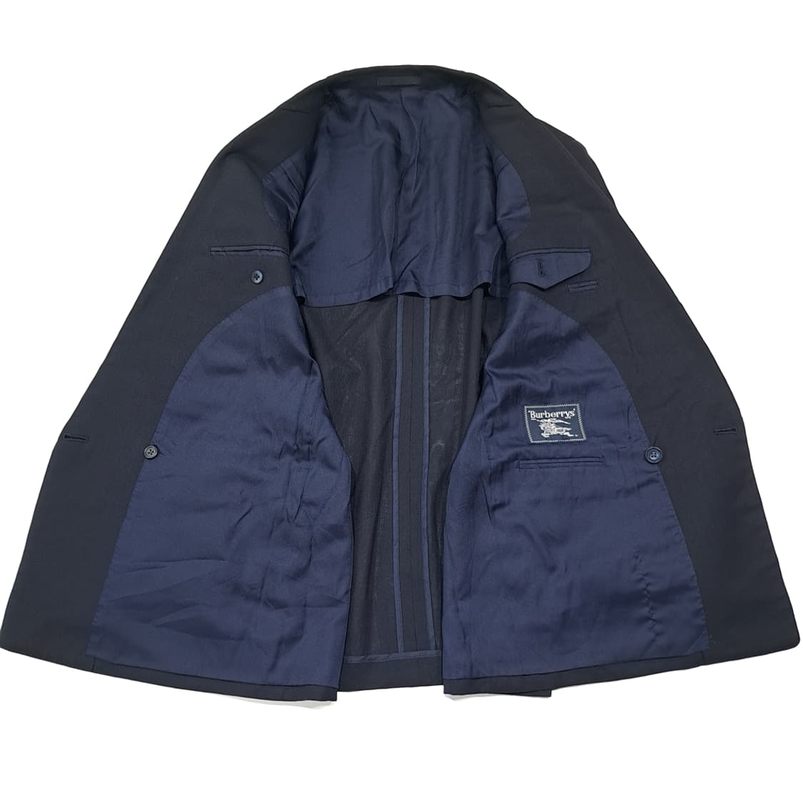 CL087 L 버버리 90s 퓨어 뉴 울 금장 로고 버튼 더블 네이비  상품이미지4