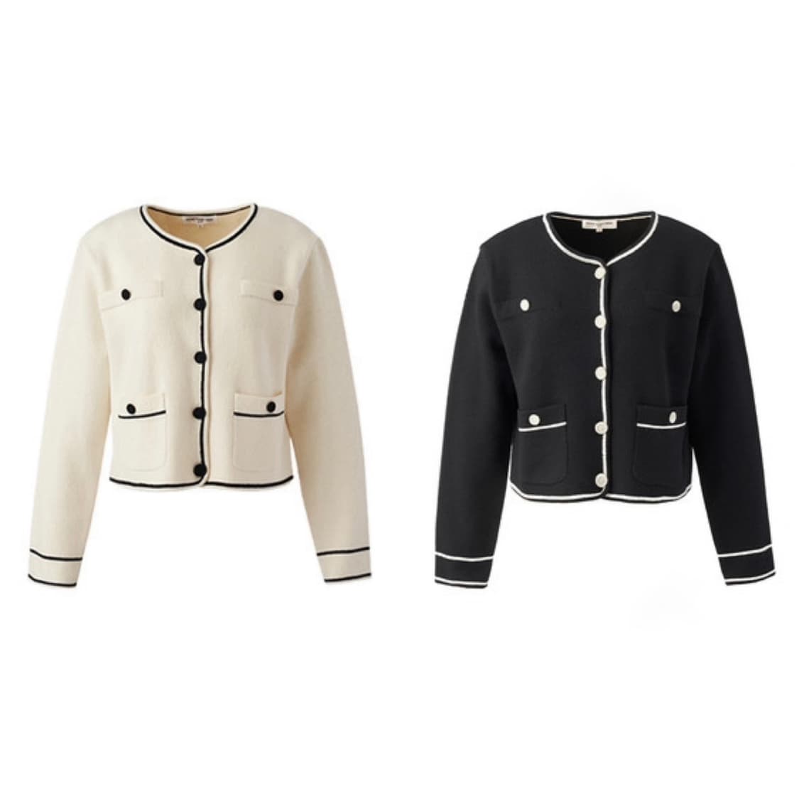 [s] 유어네임히얼 따스해진 깔끔이 가디건 크림, 블랙 상품이미지1