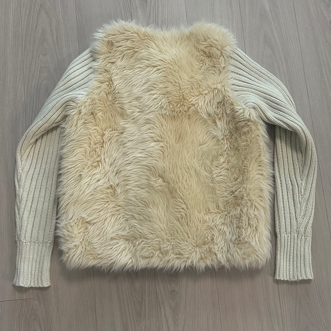 빈티지 베이지 니트 퍼 자켓 상품이미지6