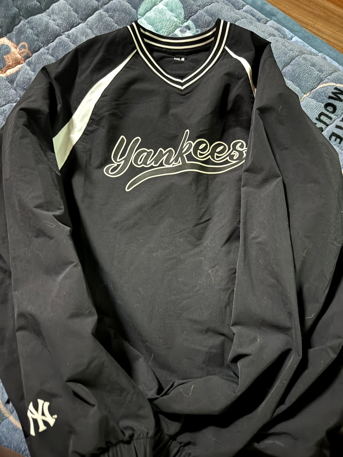 MLB 바시티 우븐 맨투맨 블랙 m사이즈 상품이미지4