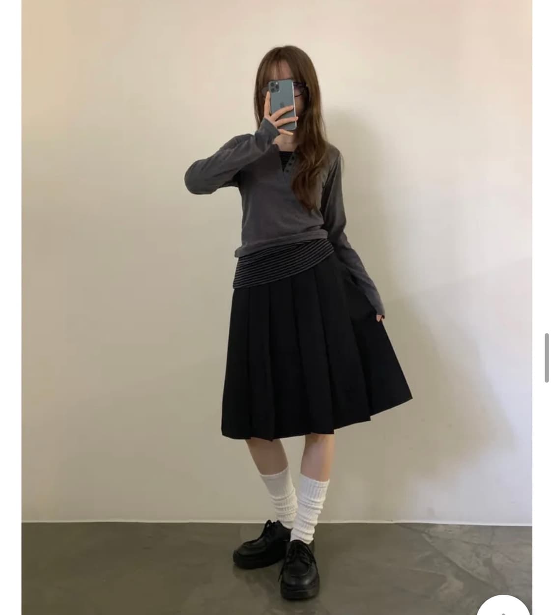 플리츠 미디 스커트 상품이미지3