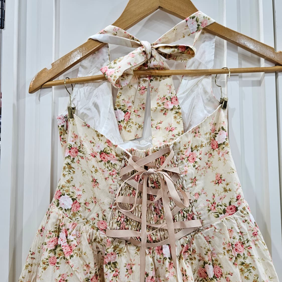 플라워 패턴 레이스 홀터넥 원피스 상품이미지6