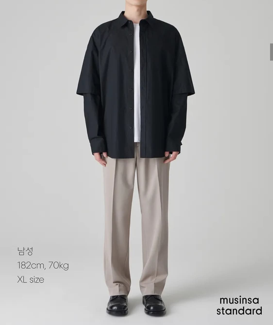 무탠다드 오버사이즈 레이어드 슬리브 셔츠 [m] 상품이미지4