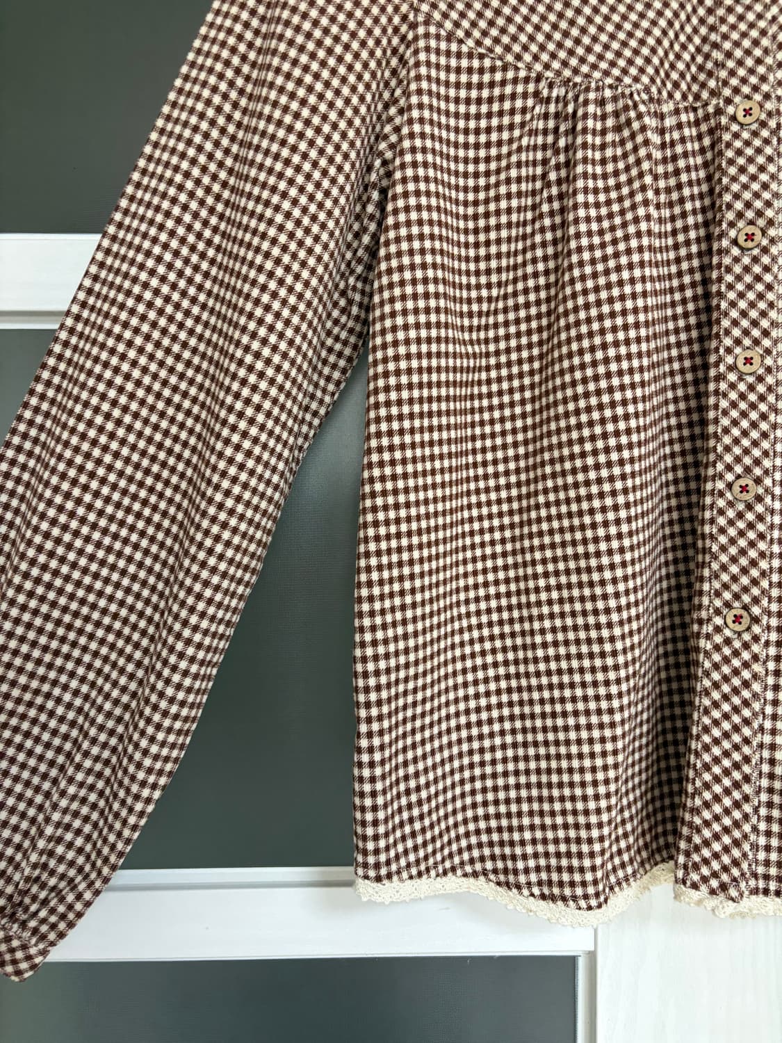 브라운 체크 코튼 셔츠 상품이미지5