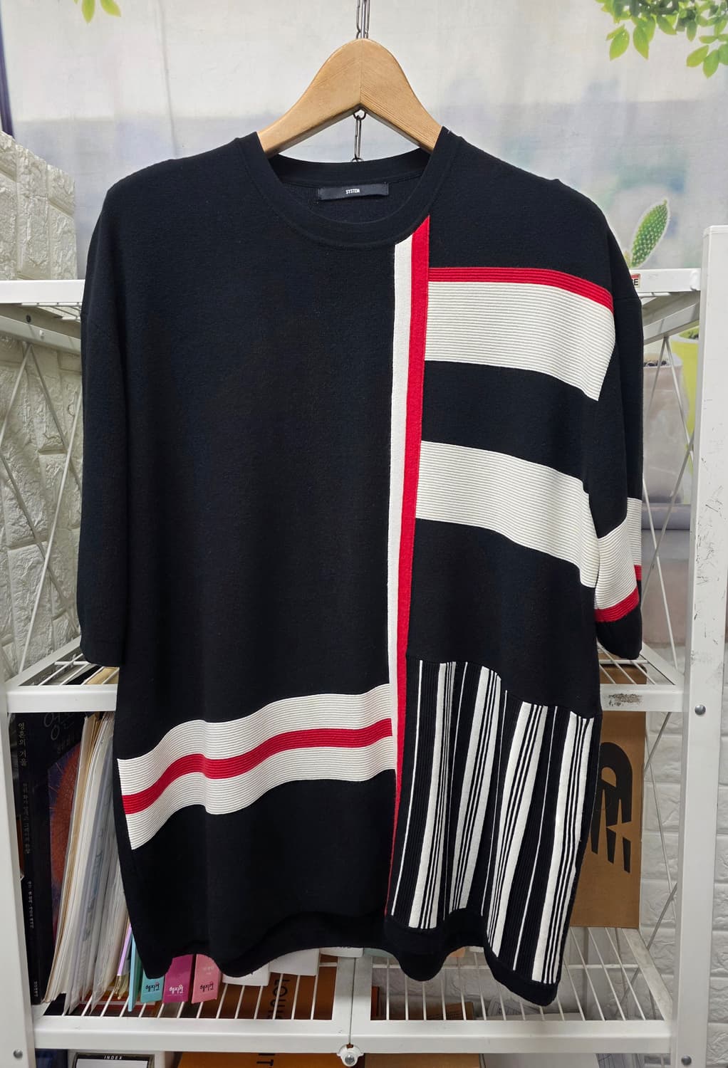 시스템옴므 남성 반팔니트 105 언발란스 스트라이프 니트반팔 MM52 상품이미지1