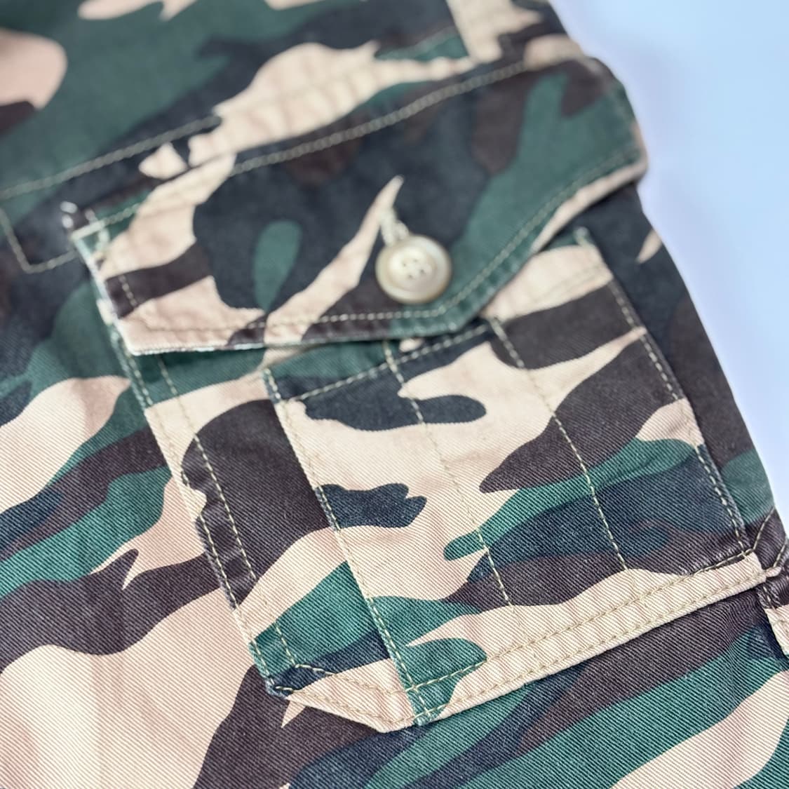 빈티지 우드랜드 카모 지퍼 디테일 크롭 카고 팬츠 상품이미지3
