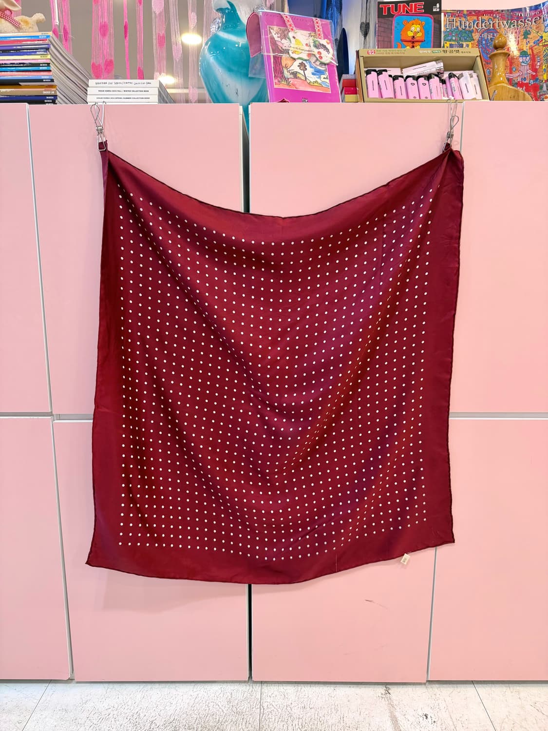 빈티지 버건디 도트 스카프 상품이미지6